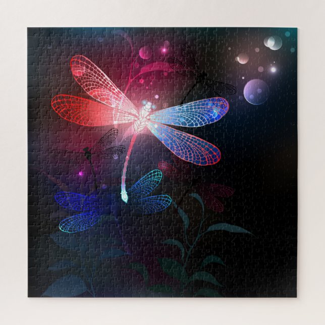 Puzzle libellule rouge brillante (Vertical)