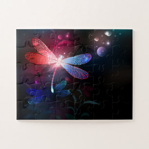Puzzle libellule rouge brillante