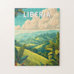 Puzzle Liberia Illustration Travel Art Vintage<br><div class="desc">Liberia retro vector travel design. Liberia is a vibrant West African nation known for its golden beaches,  lush rainforests,  and welcoming culture.</div>