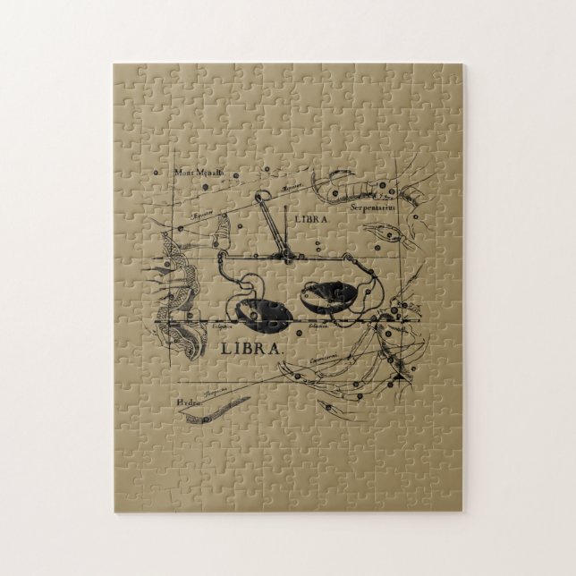 Puzzle Libra Constellation Map Hevelius 1690 Decor (Vertical)