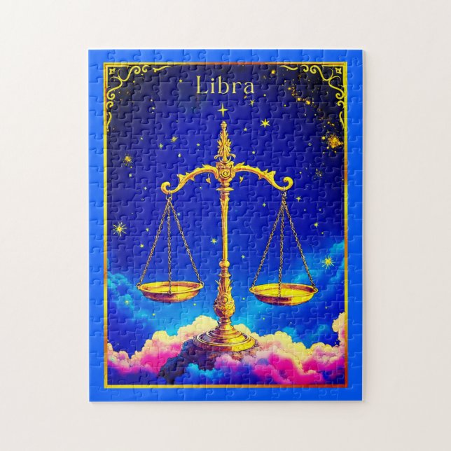 Puzzle Libra Zodiac Scales in a Star-Filled Sky (Vertical)
