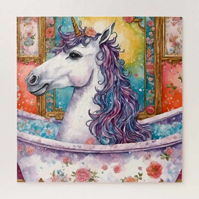 Puzzle Licorne adorable dans le bain (Vertical)