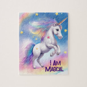 Puzzle Licorne Arc-en-ciel Aquarelle avec Étoiles Triptyq