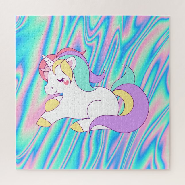 Puzzle Licorne Arc-en-Ciel Holographique Tendance (Vertical)
