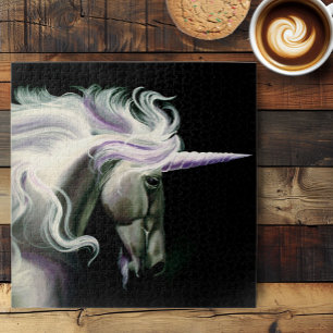 Puzzle Licorne Blanche Élégante Crinière Fluide Fantaisie