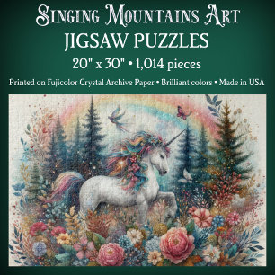 Puzzle Licorne Colorée de la Forêt Florale Conte de Fées