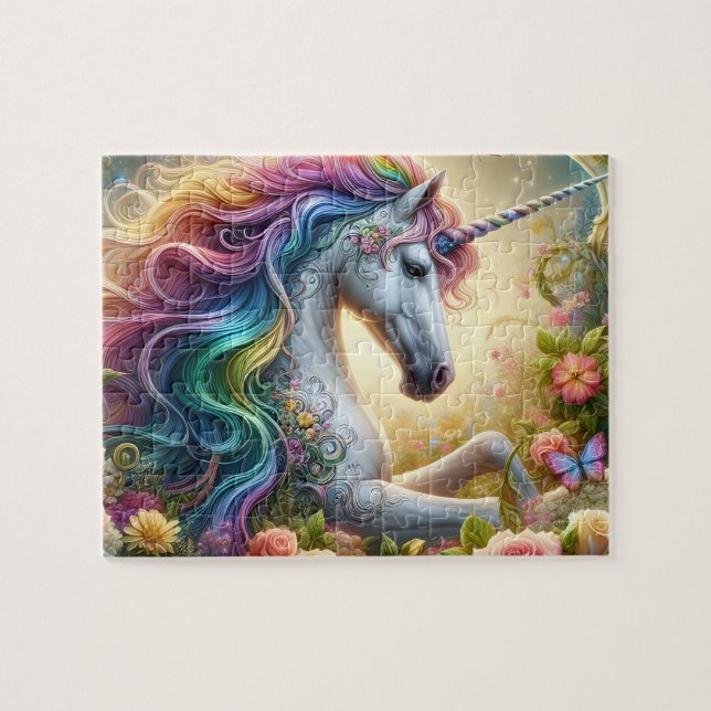 Puzzle Licorne Florale Majestueuse (Horizontal)