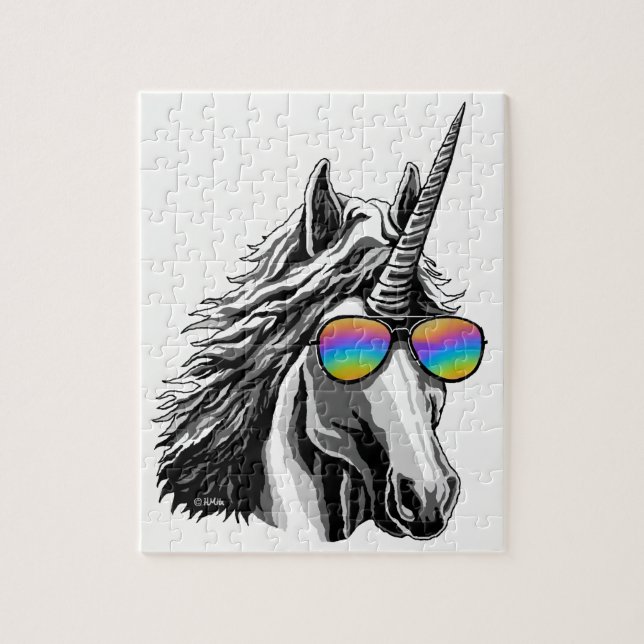 Puzzle Licorne fraîche avec des lunettes de soleil (Vertical)