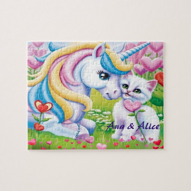 Puzzle Licorne Magique & Amour d'Art de Chaton Mignon  (Horizontal)