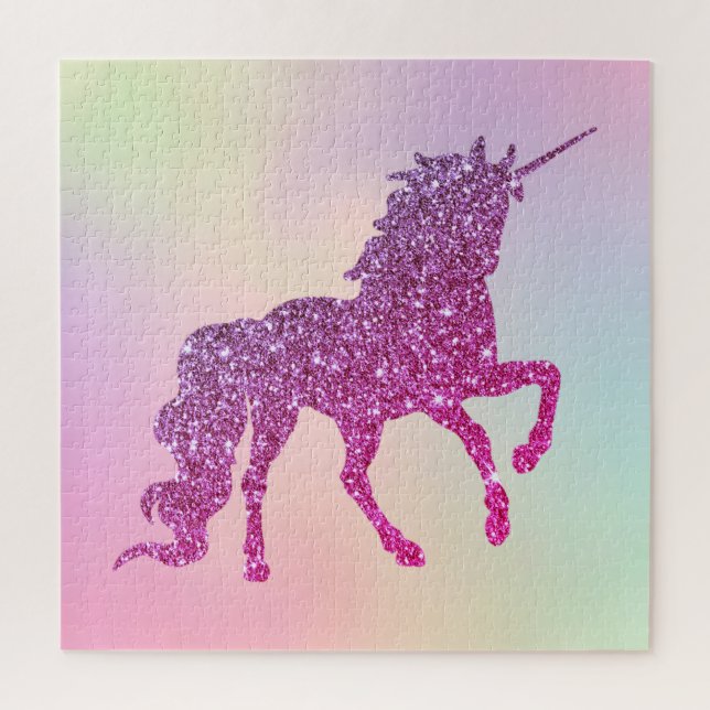 Puzzle Licorne Pailletée Ombrée Abstraite Tendance (Vertical)