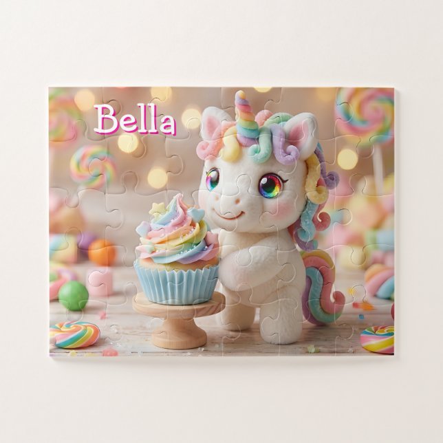 Puzzle Licorne pastel avec Cupcake arc-en-ciel (Horizontal)