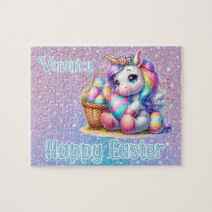 Puzzle Licorne Personnalisée Joyeuses Pâques