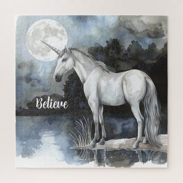 Puzzle Licorne Pleine Lune Croire (Vertical)