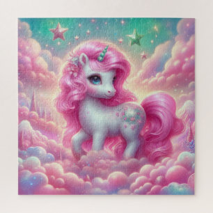 Puzzle licorne rose et bleue mignonne