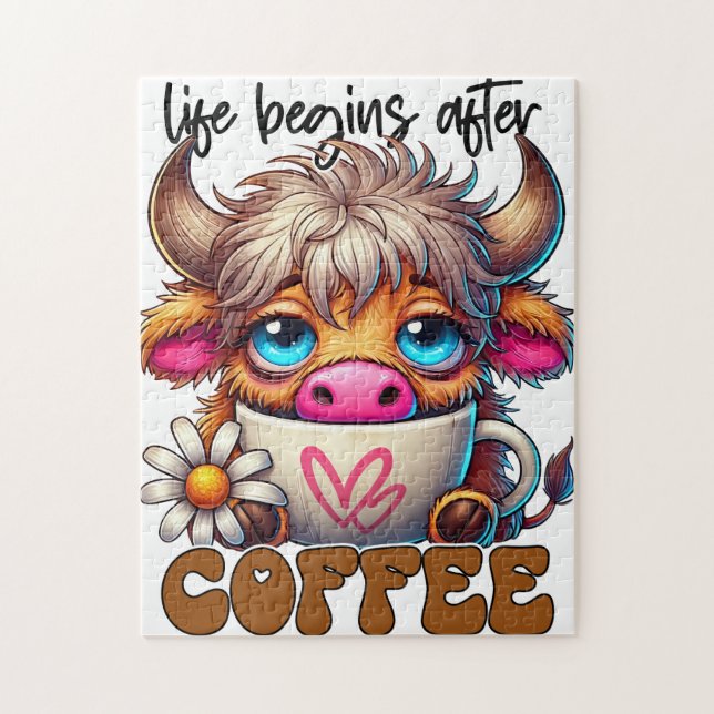 Puzzle Life Begins After Coffee  (Vertical)