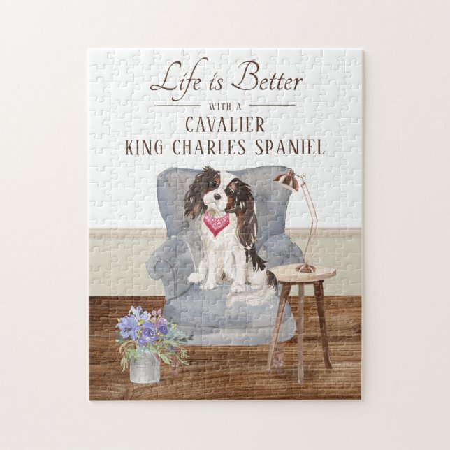 Puzzle Life Is With A Cavalier King Charles Spaniel (Vertical)