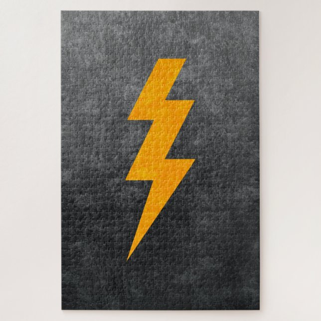 Puzzle Lightning Bolt in Concrete (Vertical)