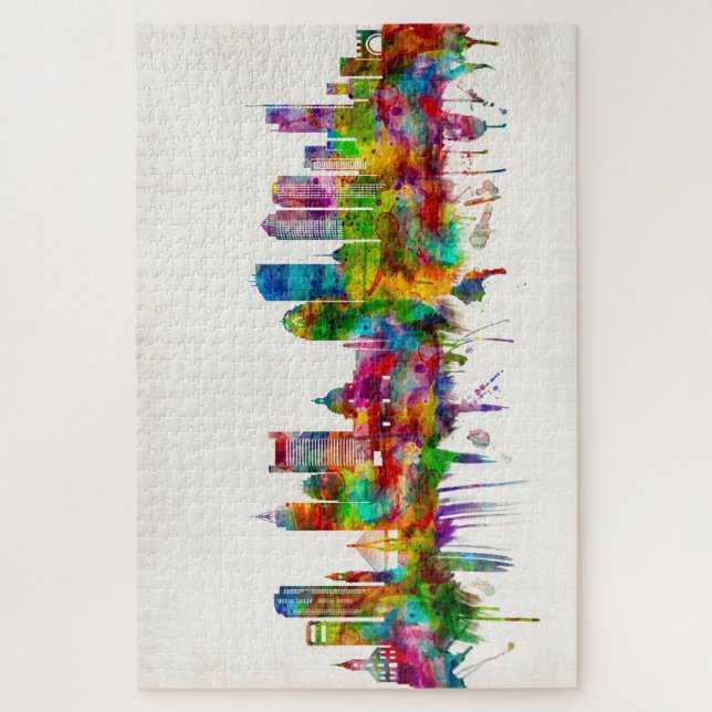 Puzzle Ligne aérienne du Massachusetts de Boston (Vertical)