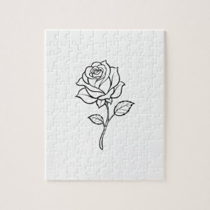 Puzzle Ligne artistique de rose minimaliste Élégante flor