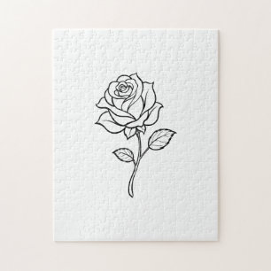 Puzzle Ligne artistique de rose minimaliste Fleur élégant