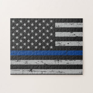 Puzzle Ligne Bleue Mince - Officier de Police - Drapeau A