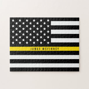 Puzzle Ligne jaune mince monogramme de drapeau américain