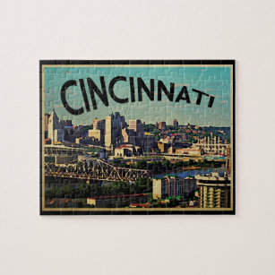 Puzzle Ligne Skyline Cincinnati vintage