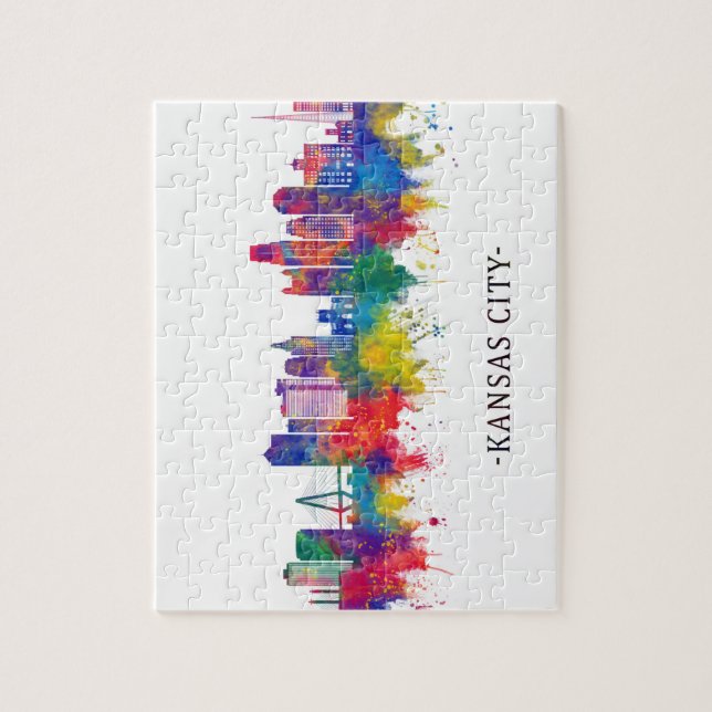 Puzzle Ligne Skyline de Kansas City Missouri (Vertical)