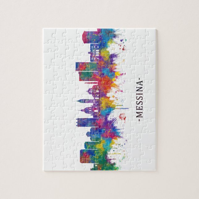 Puzzle Ligne Skyline Messina Italie (Vertical)