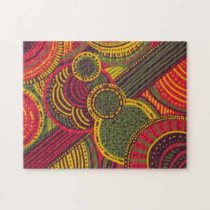 Puzzle Lignes Abstraites colorées   Rose violet jaune ver