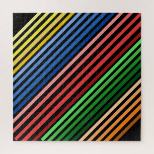Puzzle - Lignes colorées sur noir