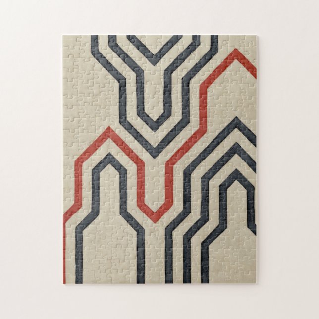 Puzzle Lignes graphiques orange et bleu (Vertical)