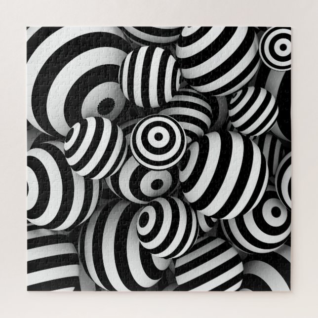 Puzzle Lignes noires de boules blanches 3D (Vertical)
