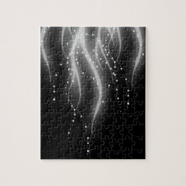 Puzzle Lignes scintillantes onduleuses blanches noires (Vertical)