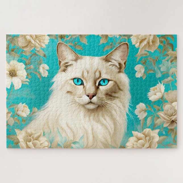 Puzzle Lilac Lynx Point Siamese Portrait Art (Horizontal)