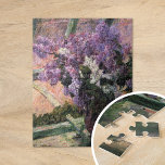 Puzzle Lilacs in a Window | Mary Cassatt<br><div class="desc">Lilacs in a Window (1880) by American impressionist artist Mary Cassatt. Original artwork is an oil painting on canvas depicting a still life with a vase of lilac flowers. 

Use the design tools to add custom text or personalize the image.</div>
