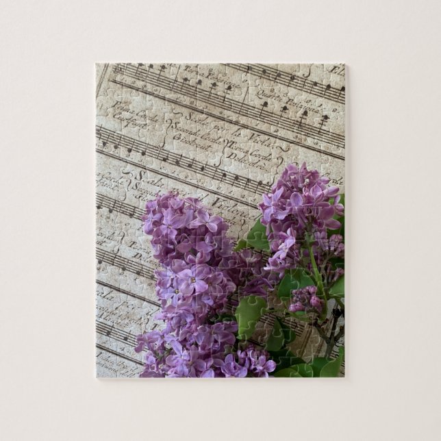 Puzzle Lilacs sur musique ancienne feuille (Vertical)