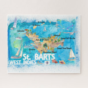 Puzzle L'Illustrated Caribbean Travel Map de St Bart