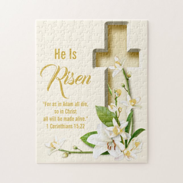 Puzzle Lily Cross Scripture personnalisée Verset (Vertical)