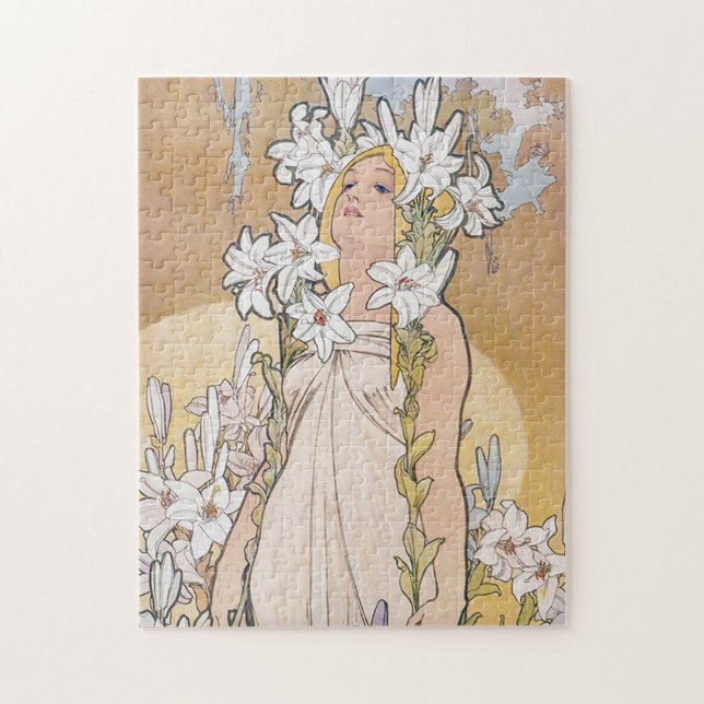 Puzzle Lily (Quatre Fleurs), Alphonse Mucha (Vertical)