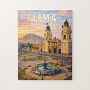 Puzzle Lima Pérou Illustration Voyage Art Vintage