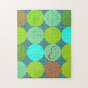 Puzzle Lime Vert Turquoise Turquoise & Rust Cercles Monog