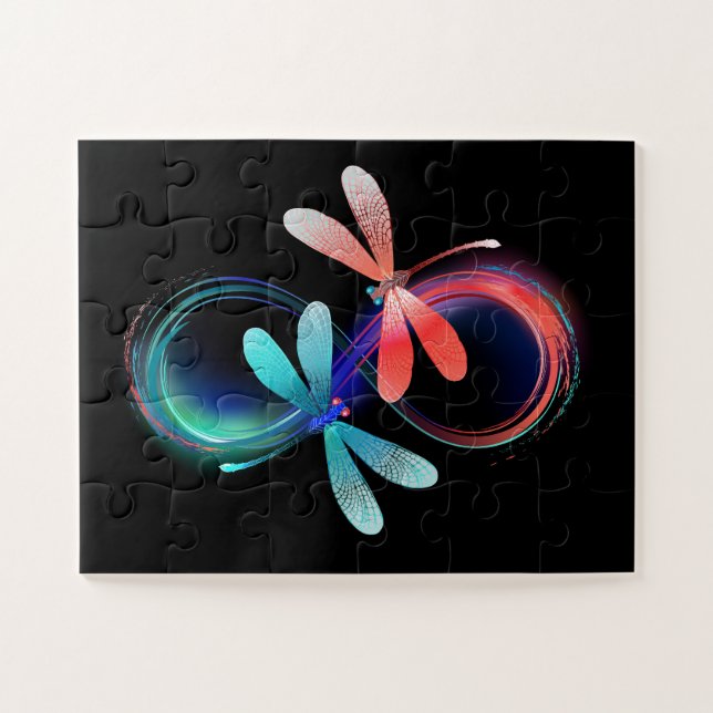 Puzzle L'infini avec des libellules lumineuses (Horizontal)