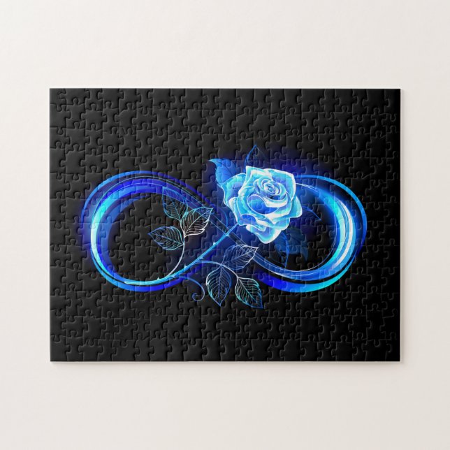 Puzzle L'infini lumineux avec une rose bleue (Horizontal)