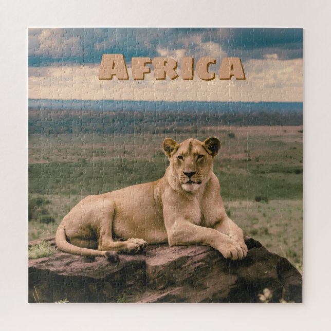 Puzzle Lion africain rétro panoramique (Vertical)