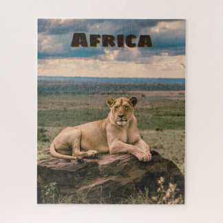 Puzzle Lion africain rétro paysager
