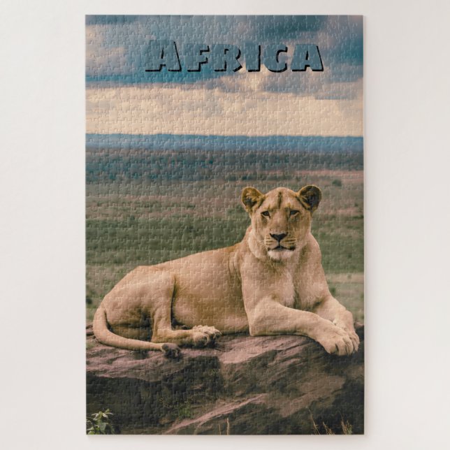 Puzzle Lion Africain Rétro Scénique (Vertical)