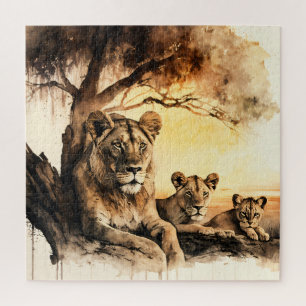 Puzzle Lion and Cubs