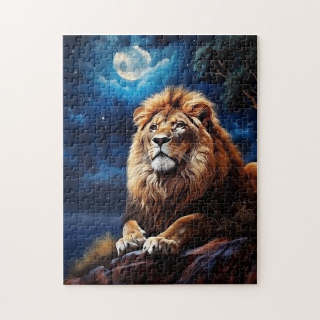 Puzzle Lion au clair de lune (Vertical)