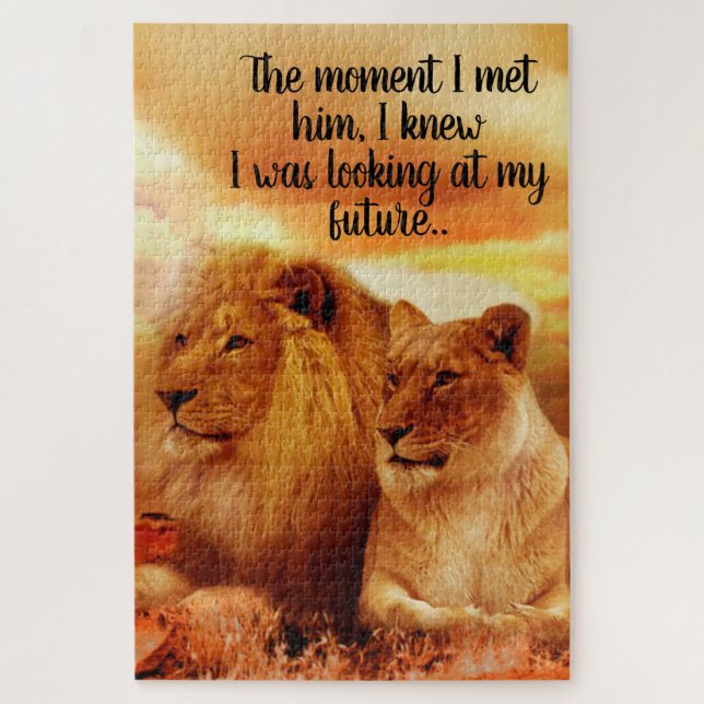 Puzzle Lion avec citation (Vertical)